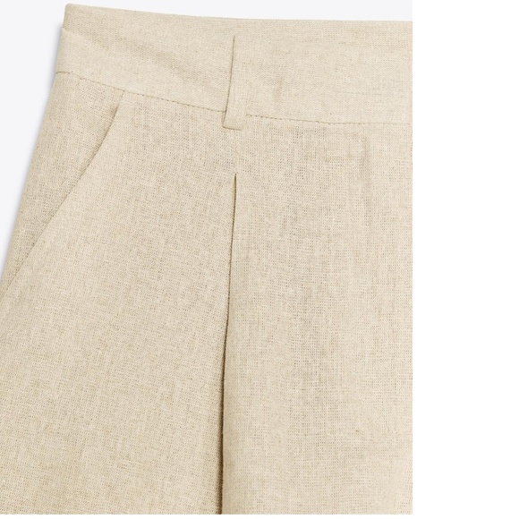Zara Linen bermuda shorts, light beige, size Small, never worn - Picture 3 of 8